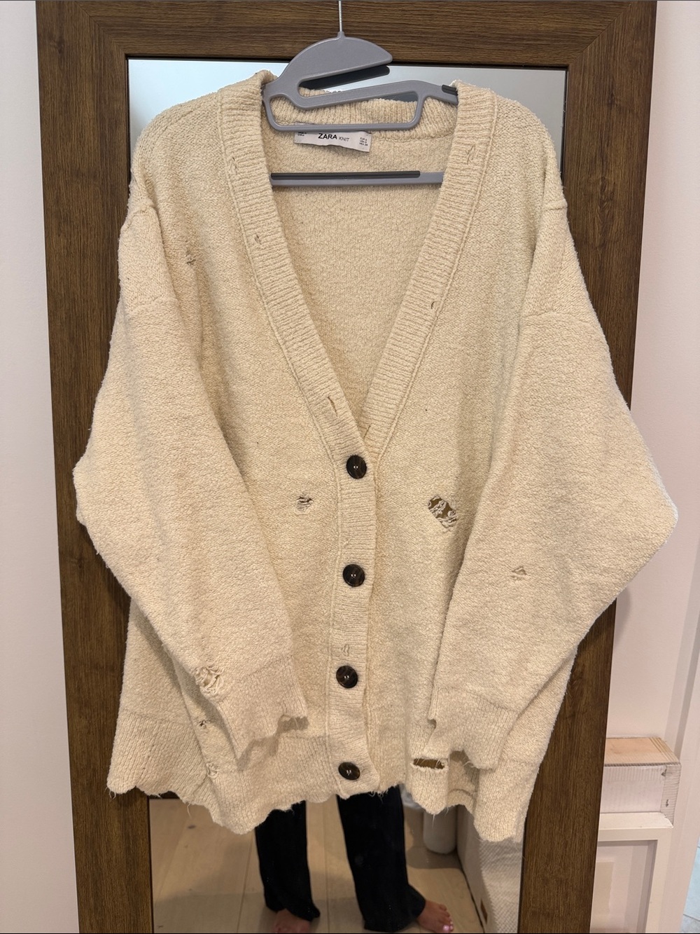 Zara very oversized distressed cardigan
